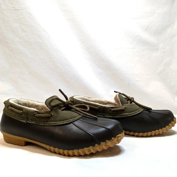 Jambu JBU Gwen women's faux fur lined green/brown rubber shoes size 6.5M - Picture 1 of 8
